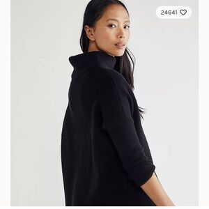 Free People Ottoman Slouchy Tunic Woman Large Black Mock Neck Oversized Boho